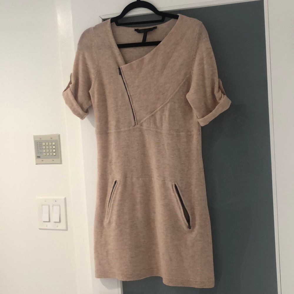 NEW NEVER USED BCBGMAXAZRIA Knit zipper “Genie” dress in light heather creme